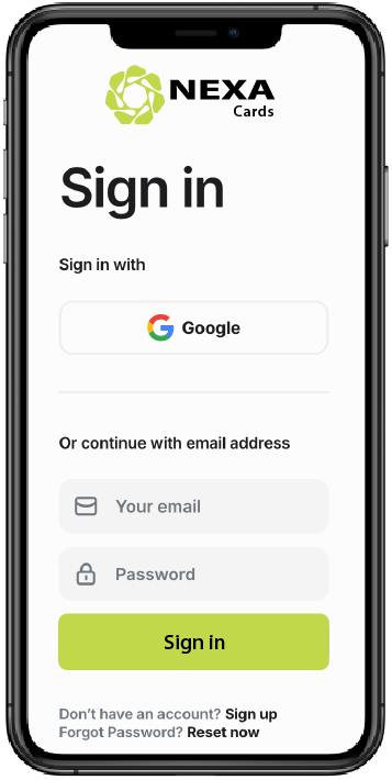 NEXA App Mobile Interface
